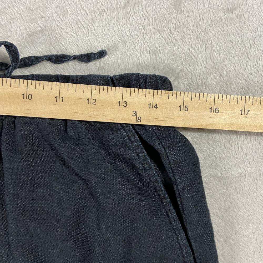 Gap Linen Blend Drawstring Wide Leg Cargo Pant Black Women S Coastal Casual Chic - Picture 6 of 10